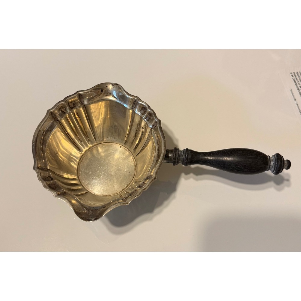 Gorham Sterling Silver Chippendale Brandy Warmer  Wood Handle Scalloped Bowl